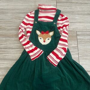Gymboree Girls Reindeer Corduroy Skirtall with Striped turtleneck